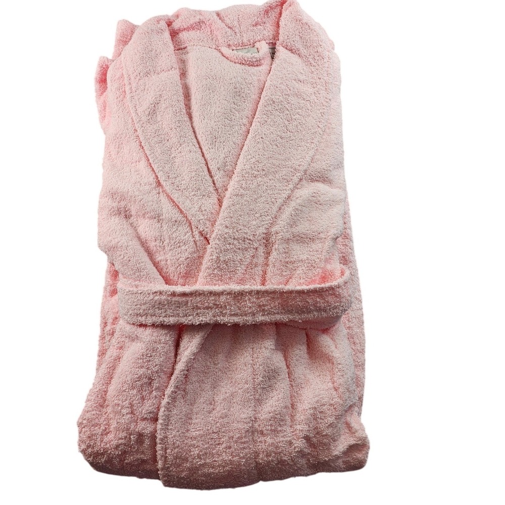 Roaman's Terry Cloth Bathrobes Womens 5X Pink Long Sleeve Tie Waist Shawl Collar